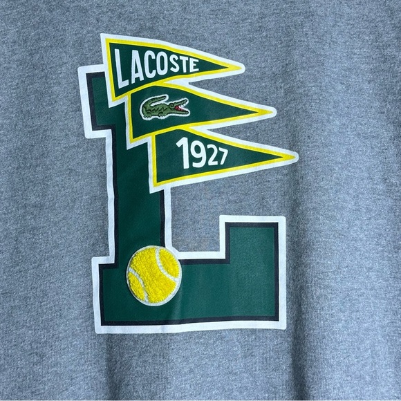 Lacoste Mens Pennants M Badge Cotton Fleece Sweatshirt Crew Neck Logo - Picture 3 of 9